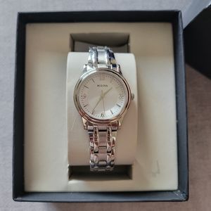 Bulova Women's Silver Quartz Stainless Steel Watch 96L005, NEW